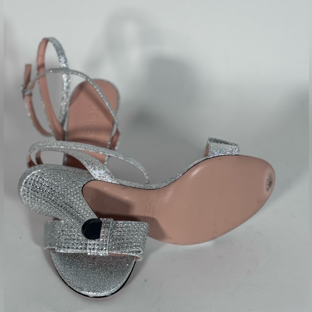 New JCrew Made-in-Italy crystal bow heels in lamé - Picture 6 of 6